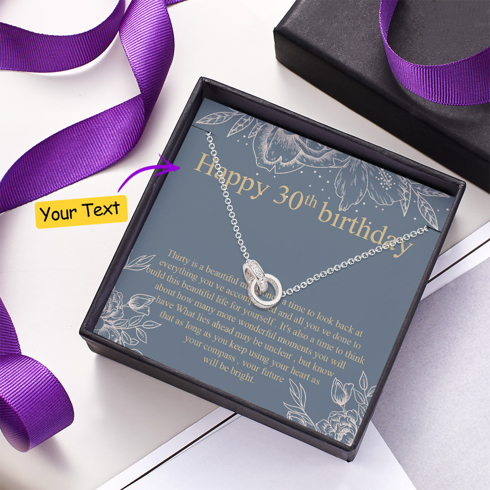 Double Ring Necklace with Message Card Personalized Birthday Gift for