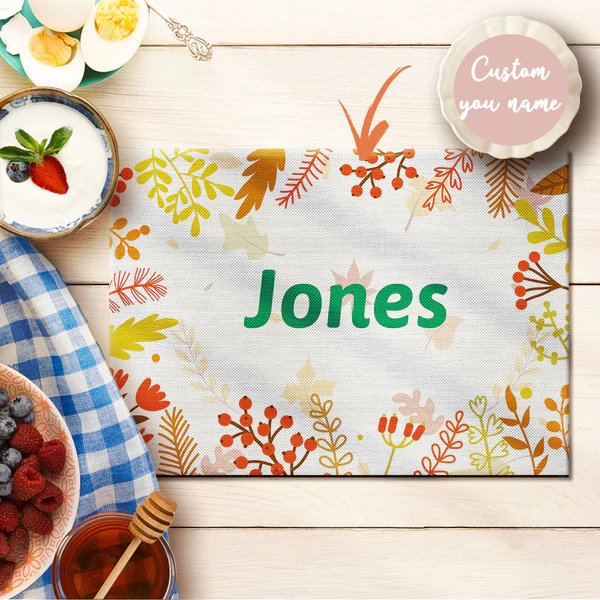 Custom Floral Placemats with Name MadeMine Custom Drop Shipping