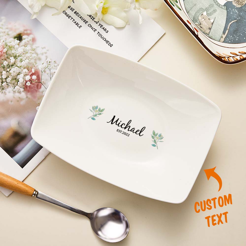 Personalized Name Platters Engraved Flower Tableware Plate MadeMine