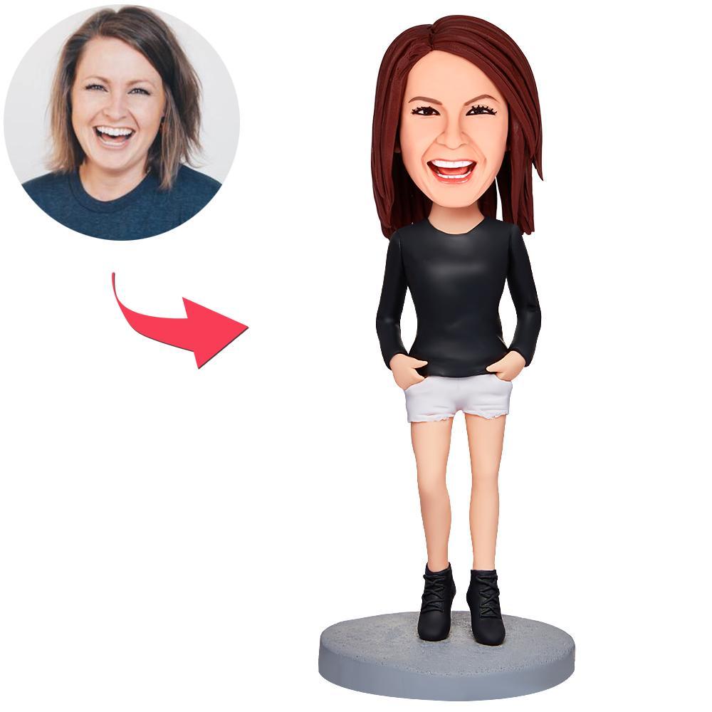 Woman Black Dress Bobblehead - Sophisticated Style Gift