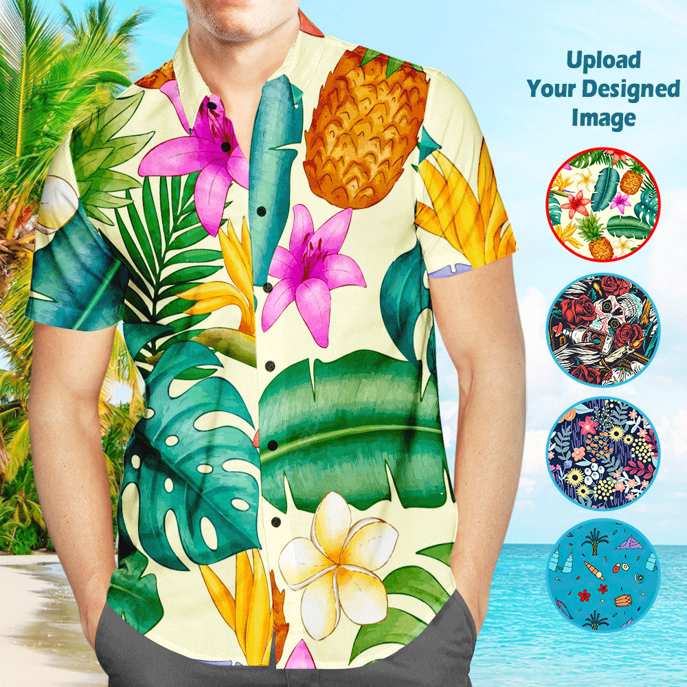 Custom Photo Hawaiian Shirts Upload Your Own Designed Image Aloha Beach ...