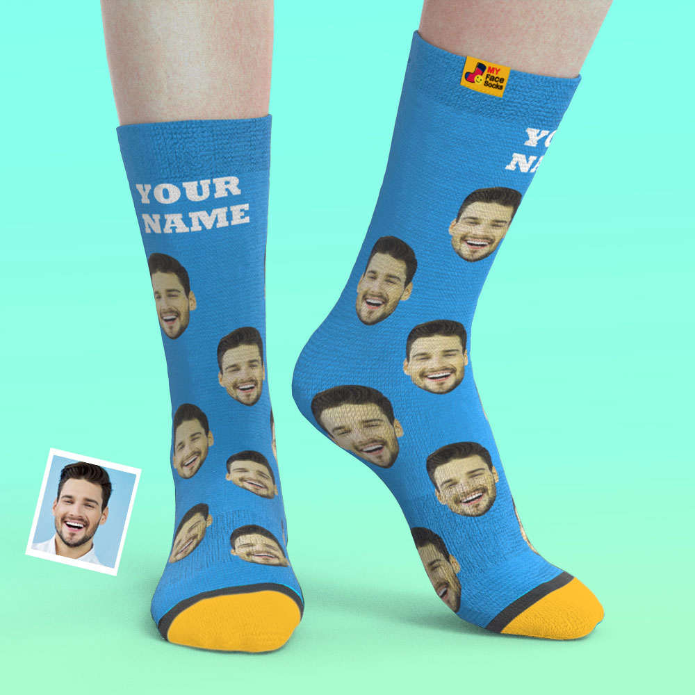 Custom Engraved Socks My Face Socks Add Pictures and Name - Colorful ...