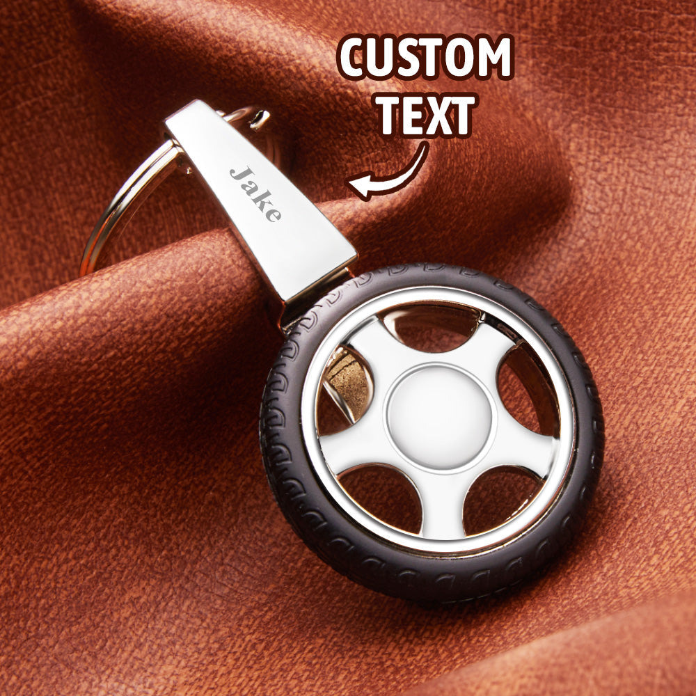 Custom Name Spinning Tire Keychain Gifts for Him MadeMine Custom Drop Shipping