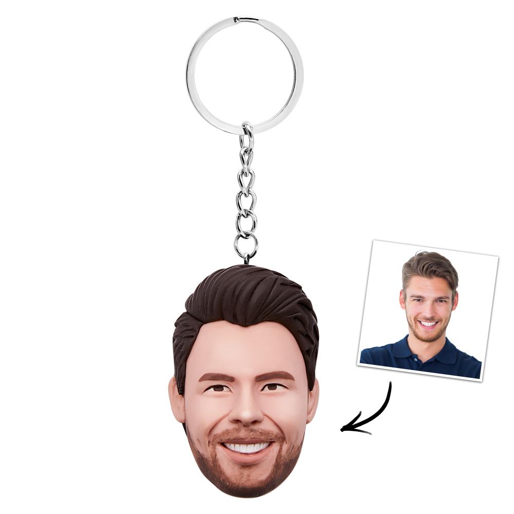 Personalized Bobblehead Keychain Custom 1 Person Head Design