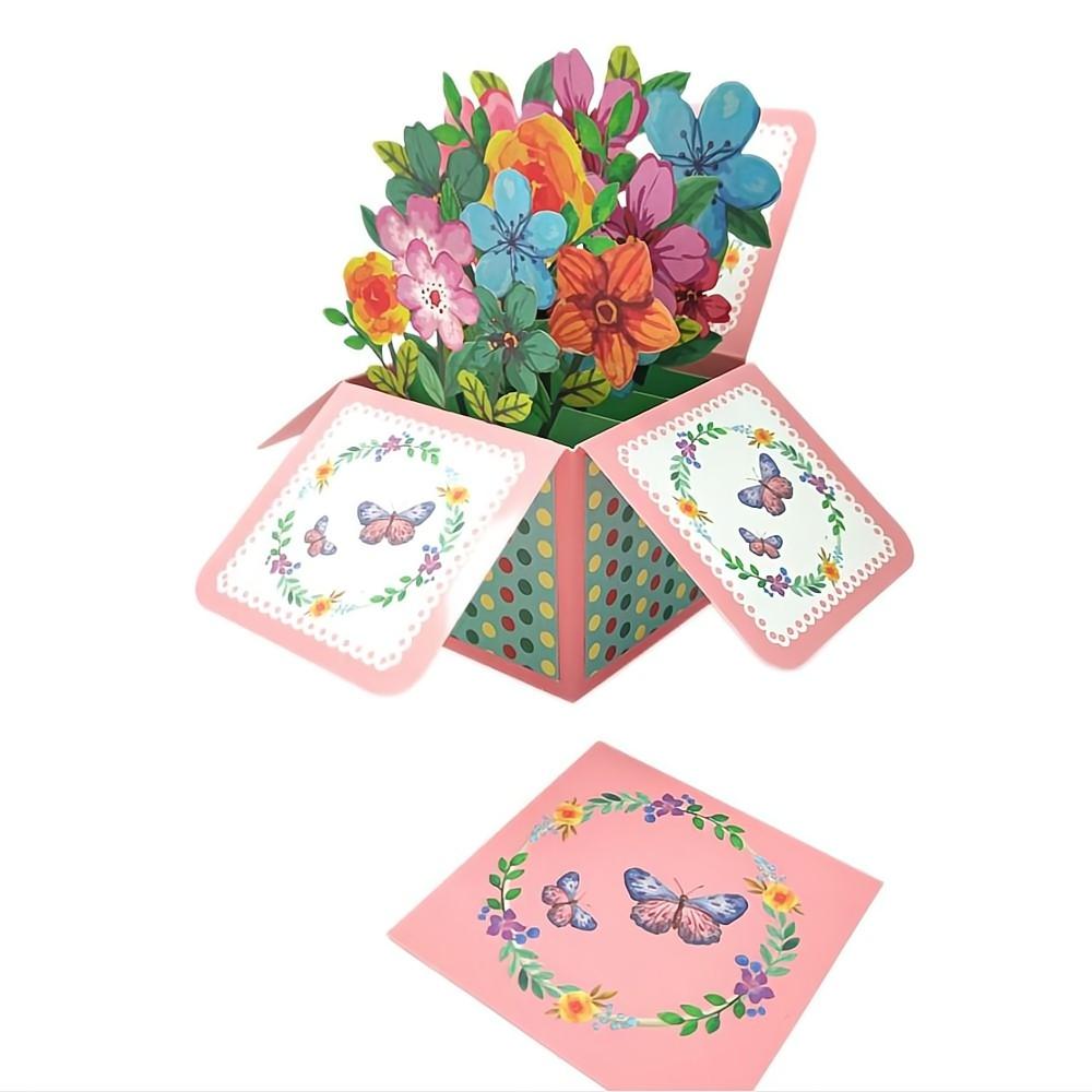 Colored Flowers Pop Up Box Card Flower 3D Pop Up Greeting Card ...