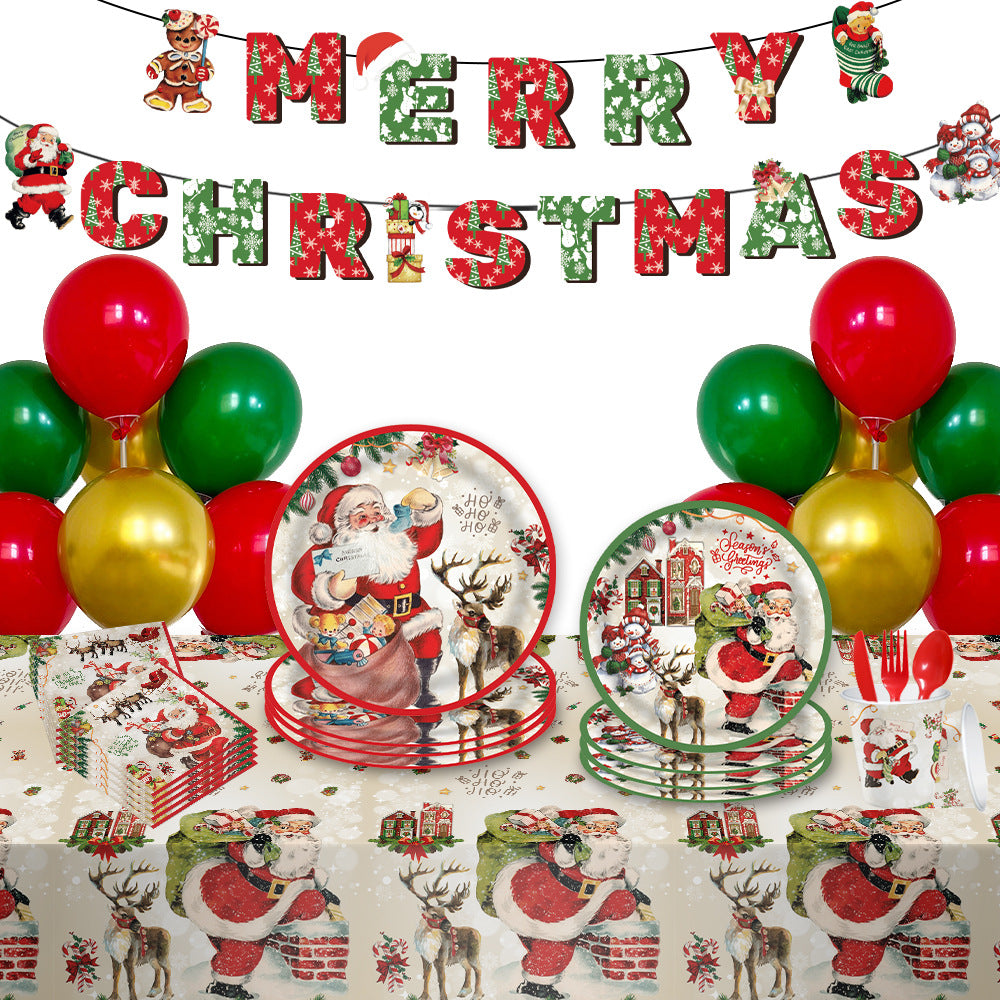 Christmas Disposable Tableware Set 114pcs Christmas Party Dinnerware