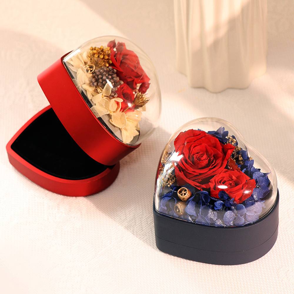 Rose Jewelry Heart Box With Projection Necklace Valentine's Day Gift
