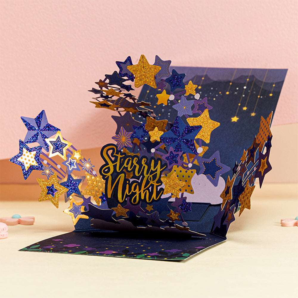 Creative 3d Pop Up Greeting Card Starry Night Pop Up Card Mademine Custom Drop Shipping