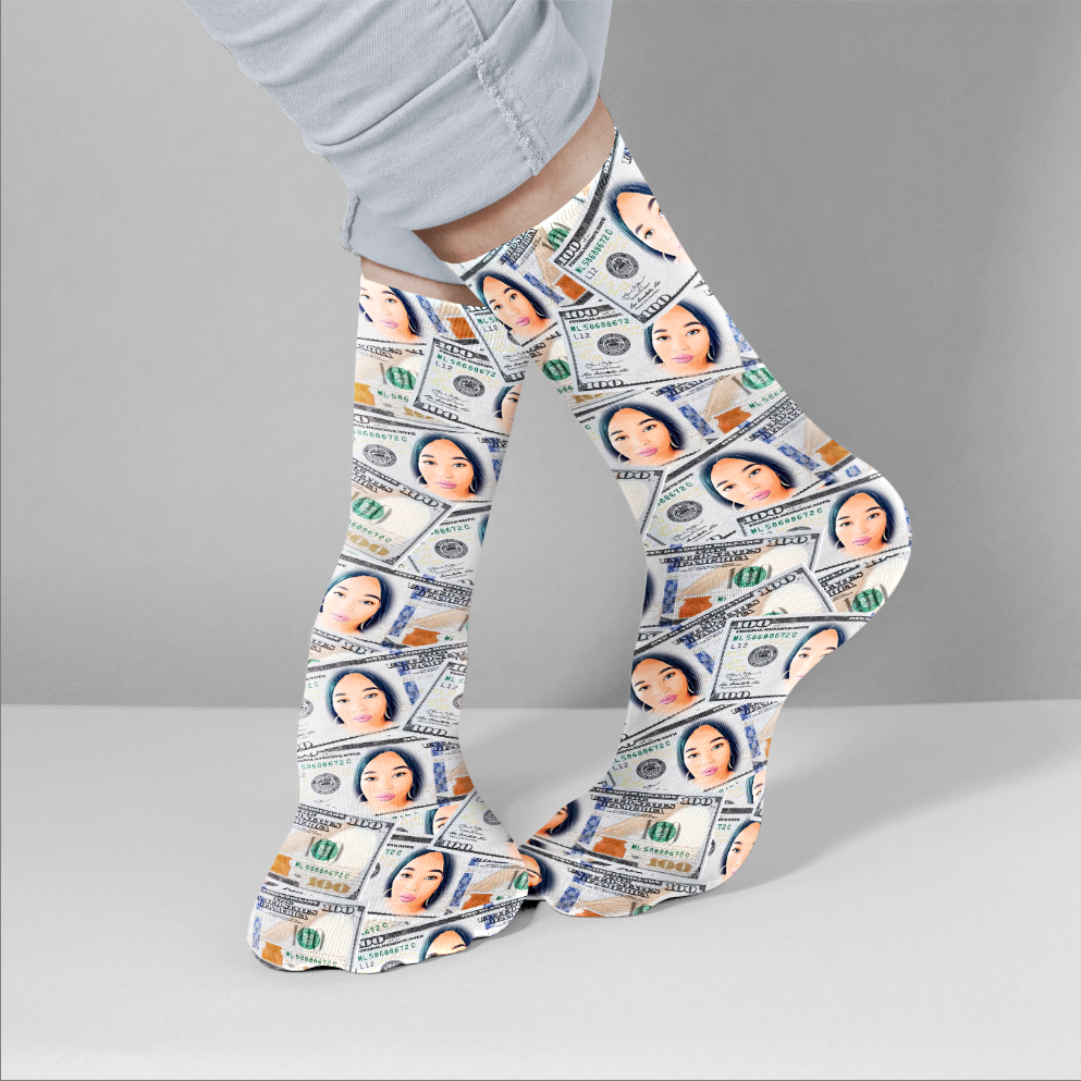 Custom Face Dollar Socks For Men And Women Mademine Custom Drop Shipping