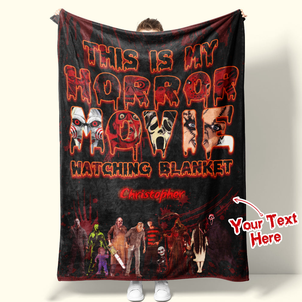 Personalized Horror Movie Watching Blanket Custom Name Blanket MadeMine Custom Drop Shipping