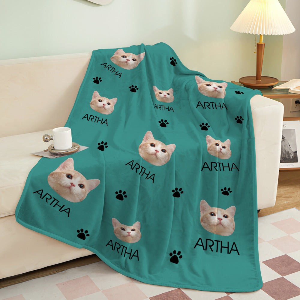 Human Protected By Cat - Personalized Custom Embroidered Knitted Baby Blanket main image 1