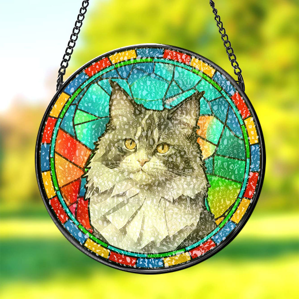 Custom Stained Glass Window Hanging Suncatcher Add Pet Photo Sympathy Gift For Pet Owners