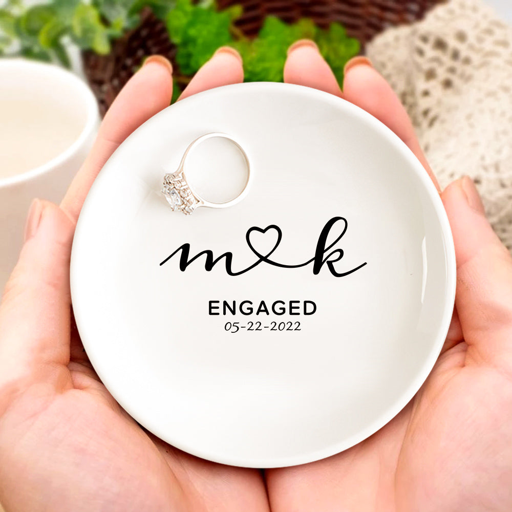 Personalized Engagement Ring Dish Custom Wedding Ring Dish Ceramic