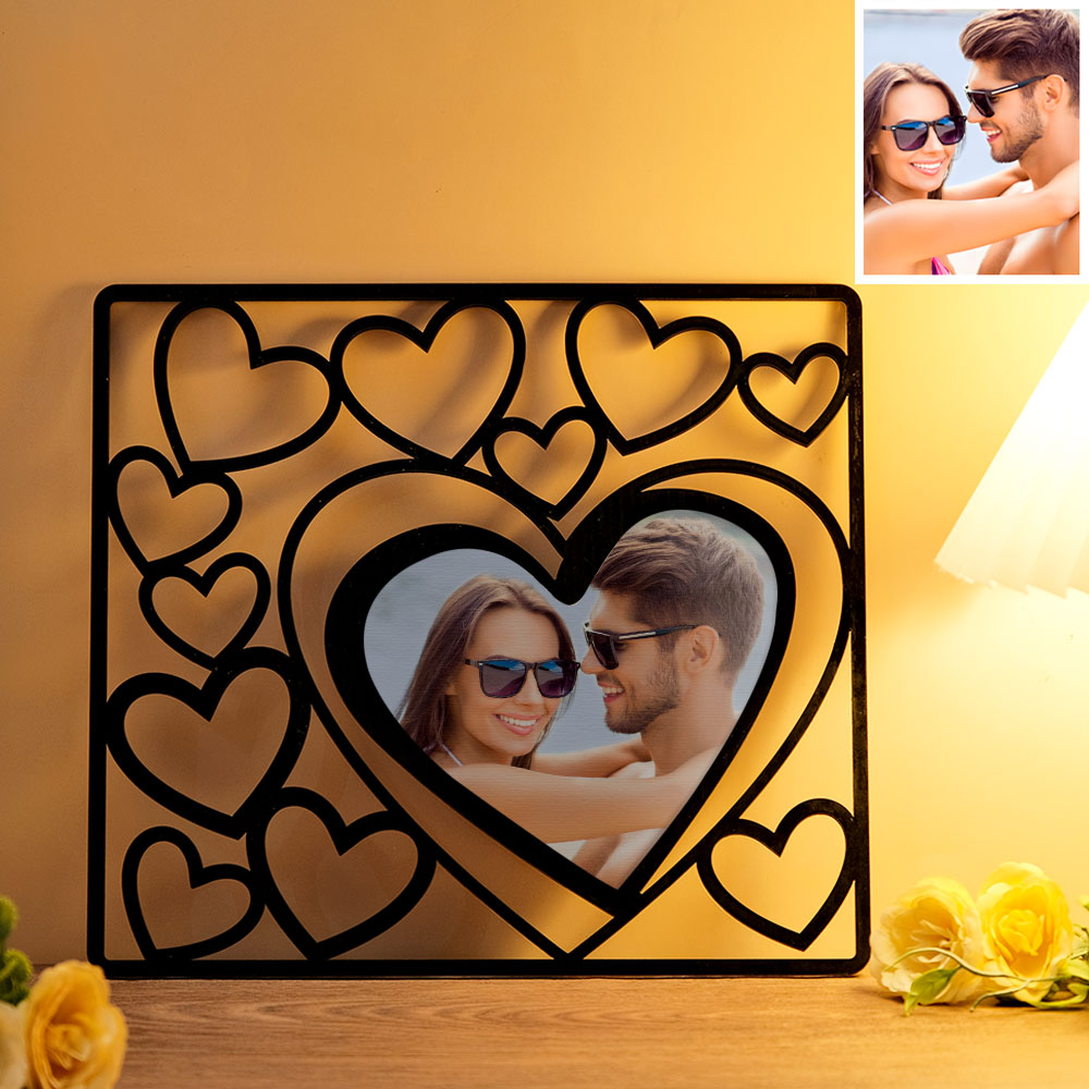 Custom Heartshaped Photo Frame Wood Acrylic Photo Decor Anniversary Gift for Lover MadeMine