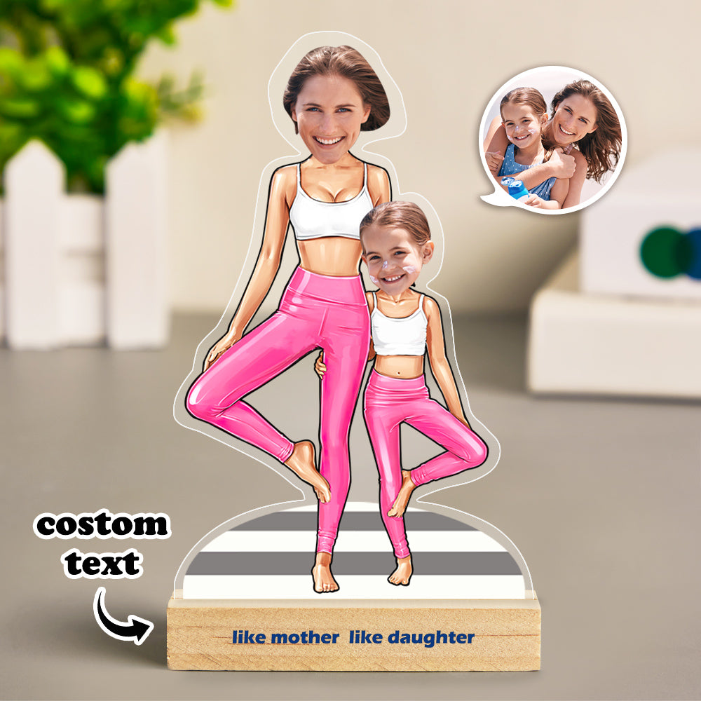 Custom Face MiniMe Plaque Personalized Yoga Mother and Daughter Desk