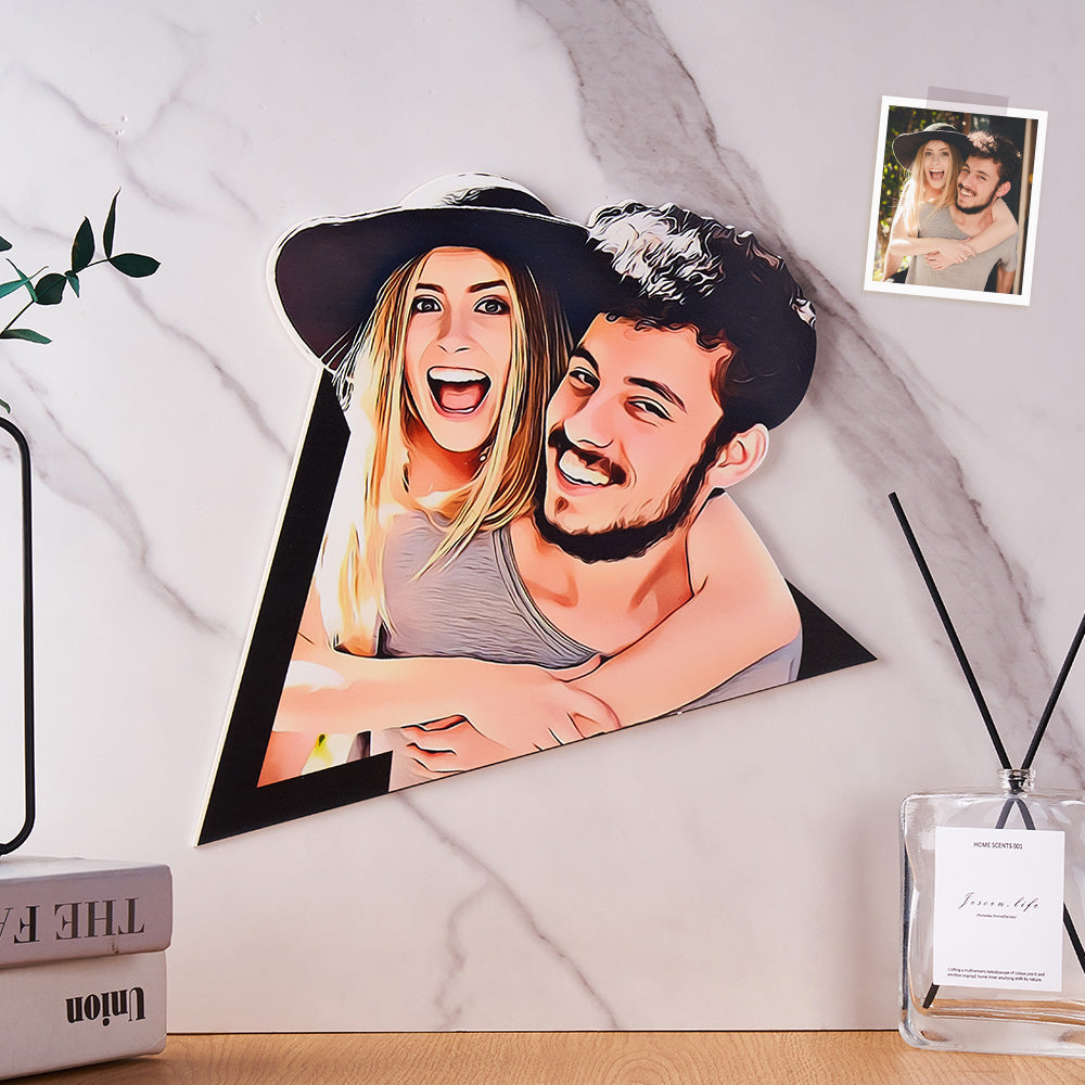 Custom photo wall art cartoon couple wooden decoration gifts mademine