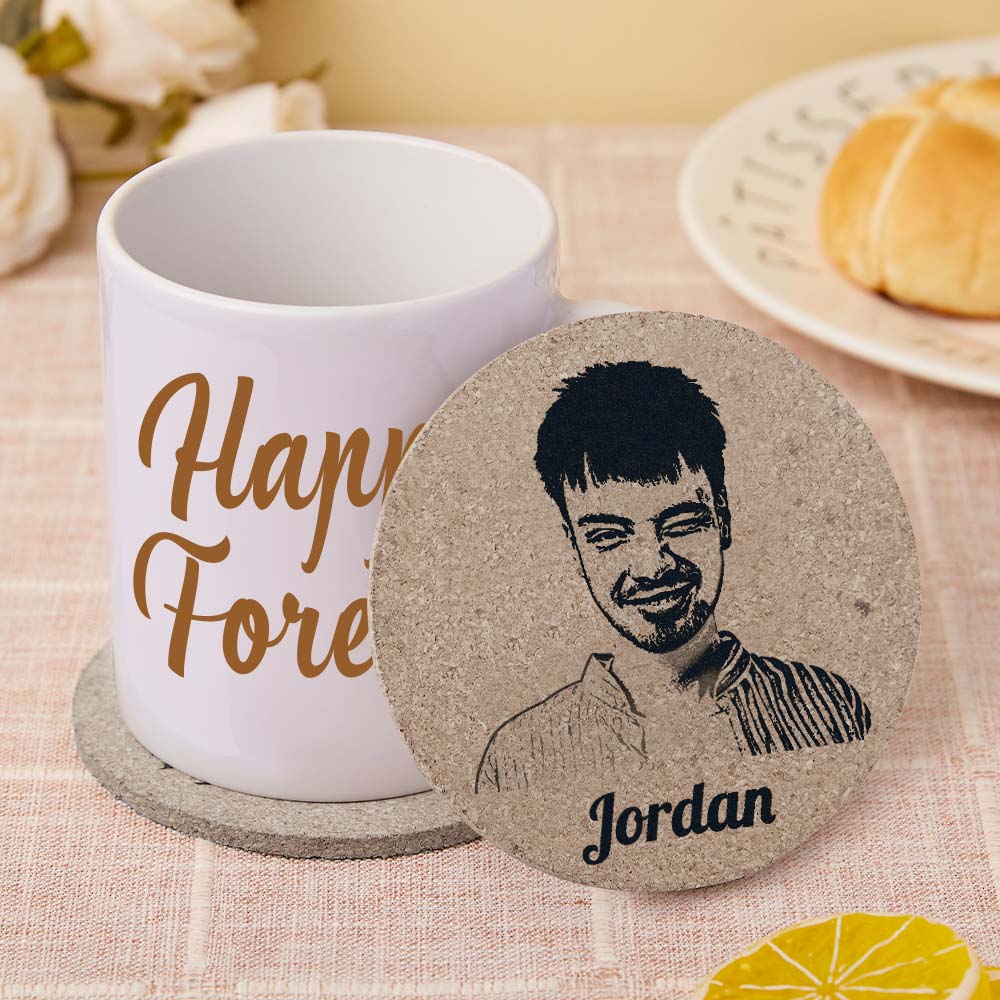 Personalized Round Cork Coasters Custom Photo and Text MadeMine