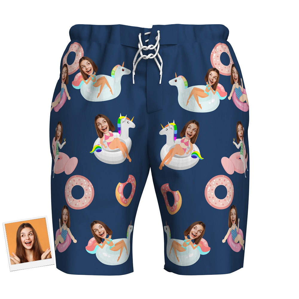 Custom Face Beach Trunk Shorts Swimwear Donut Outdoor Gifts MadeMine