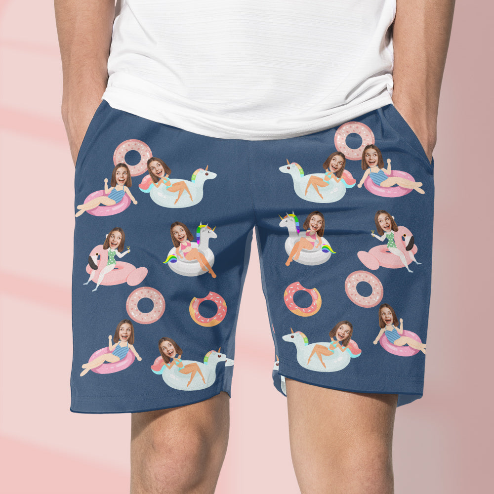 Custom Face Beach Trunk Shorts Swimwear Donut Outdoor Gifts MadeMine