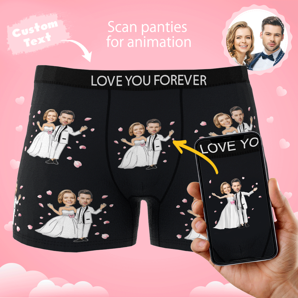 Custom Photo Boxer Double Wedding Underwear Men's Underwear Gift For