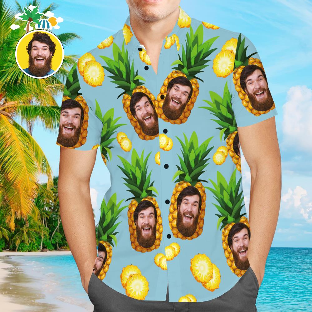 Custom Hawaiian Shirts Blue Funny Pineapple Online Preview Personalized Aloha Beach Shirt For