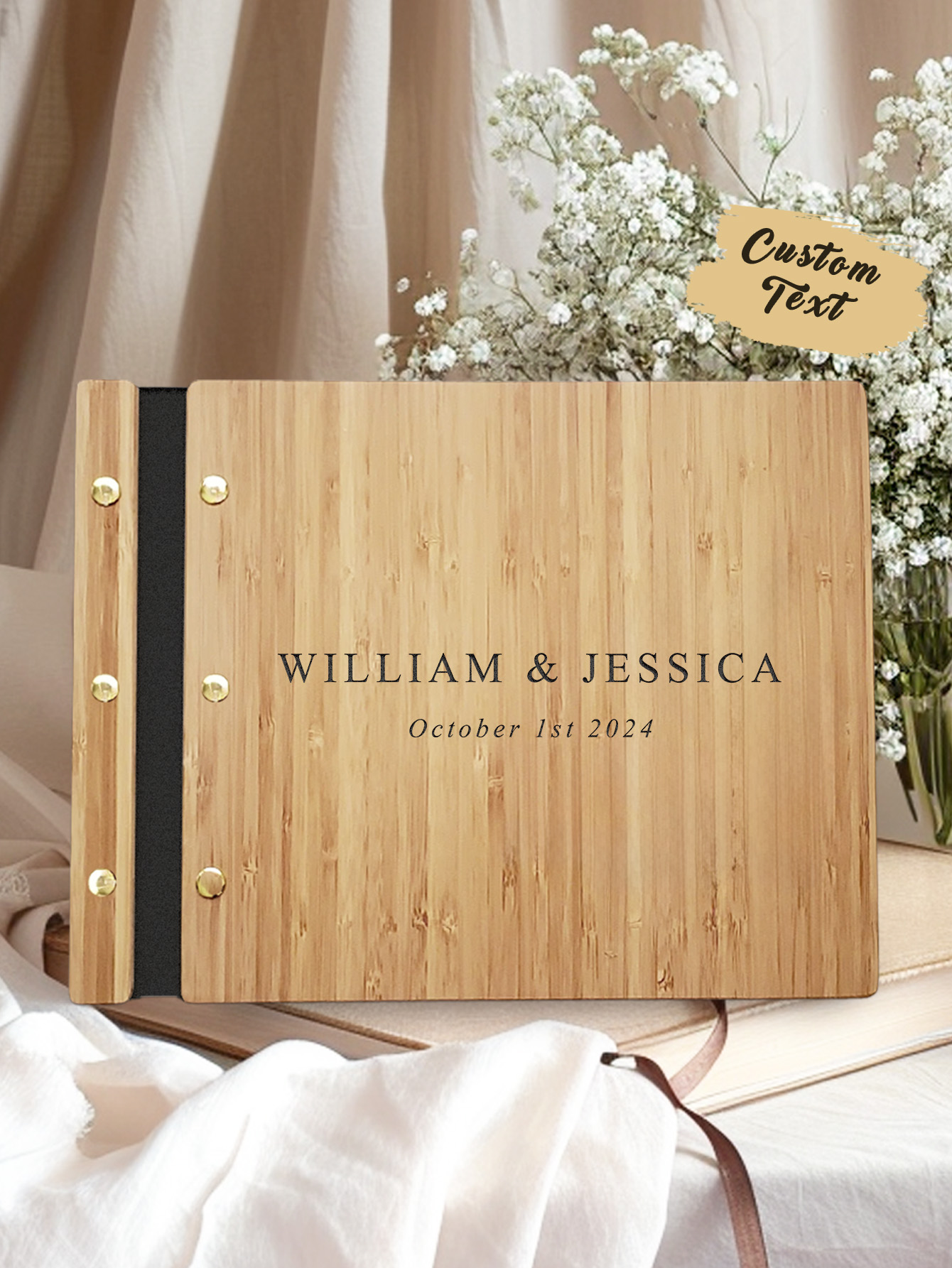 Custom Engraved Wooden Wedding Guest Books - MadeMine Custom Drop Shipping