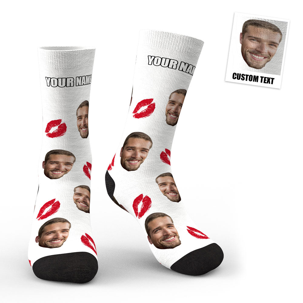 Custom Face Red Lips Kiss Socks - MadeMine Custom Drop Shipping