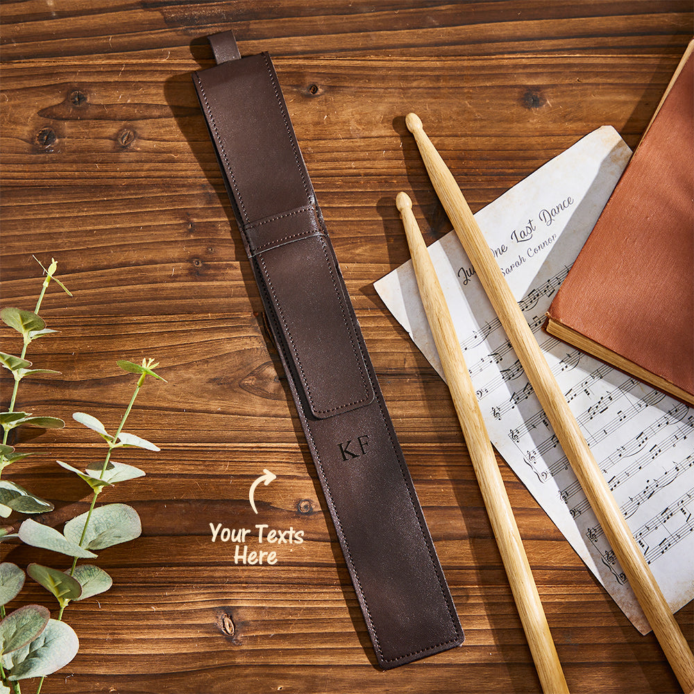 Custom Engraved Leather Drumstick Bag Simple Music Gift MadeMine