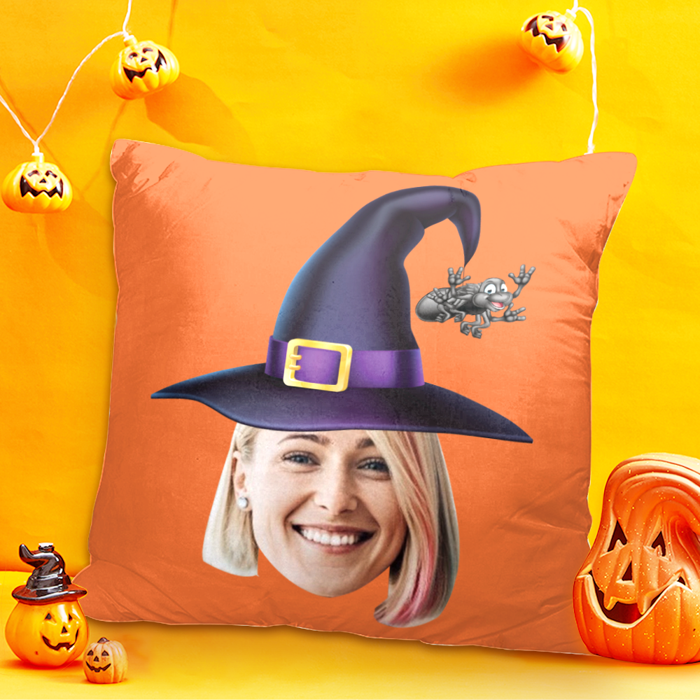 Custom Face Pillow Personalized Witch Pillow Halloween Decorative Throw