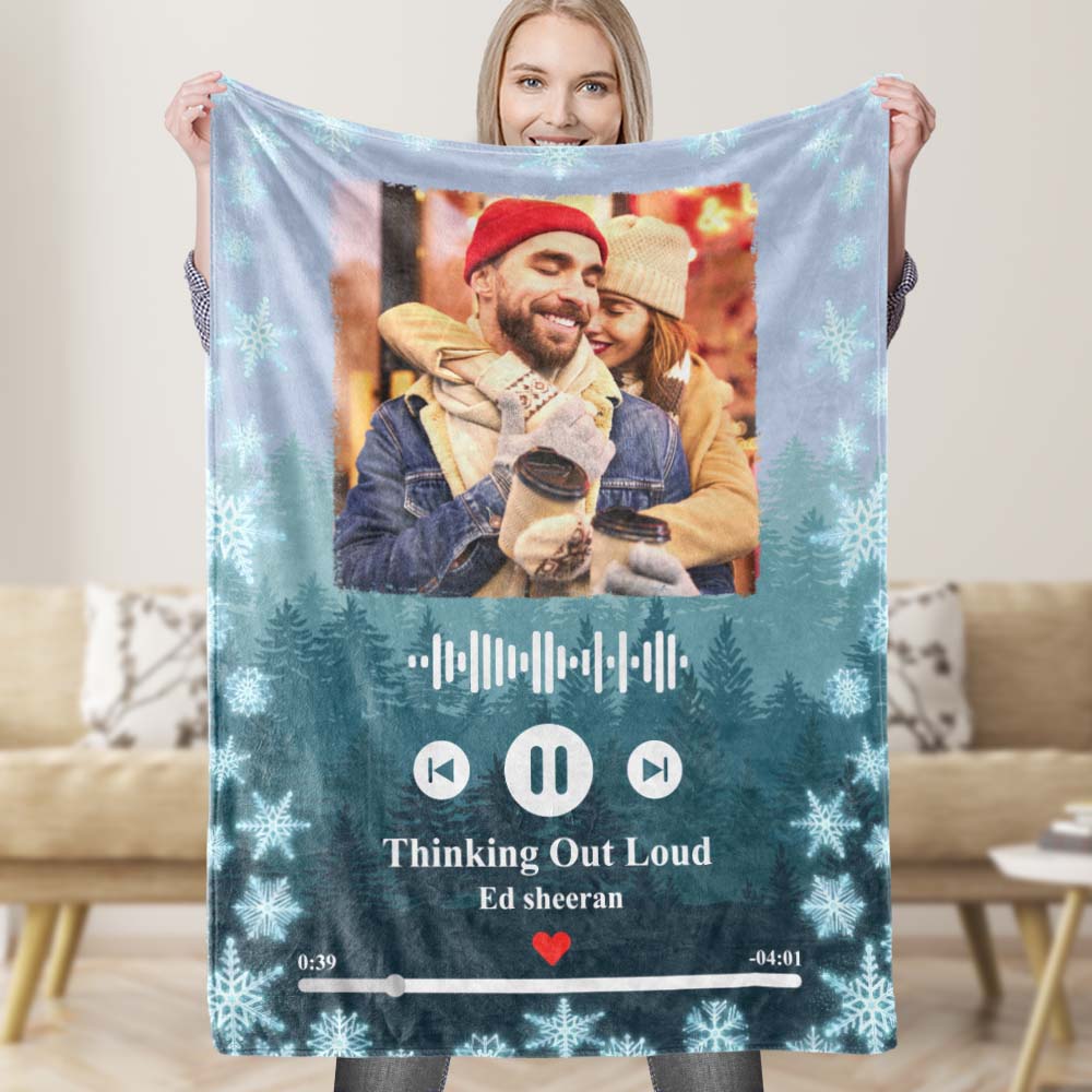 Snowflake Spotify Blanket Custom Music Blanket Personalized Photo