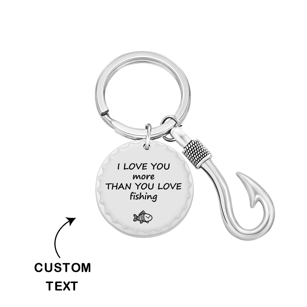 Custom Fishing Hook Keychain Personalized Metal Key Ring Father's Day