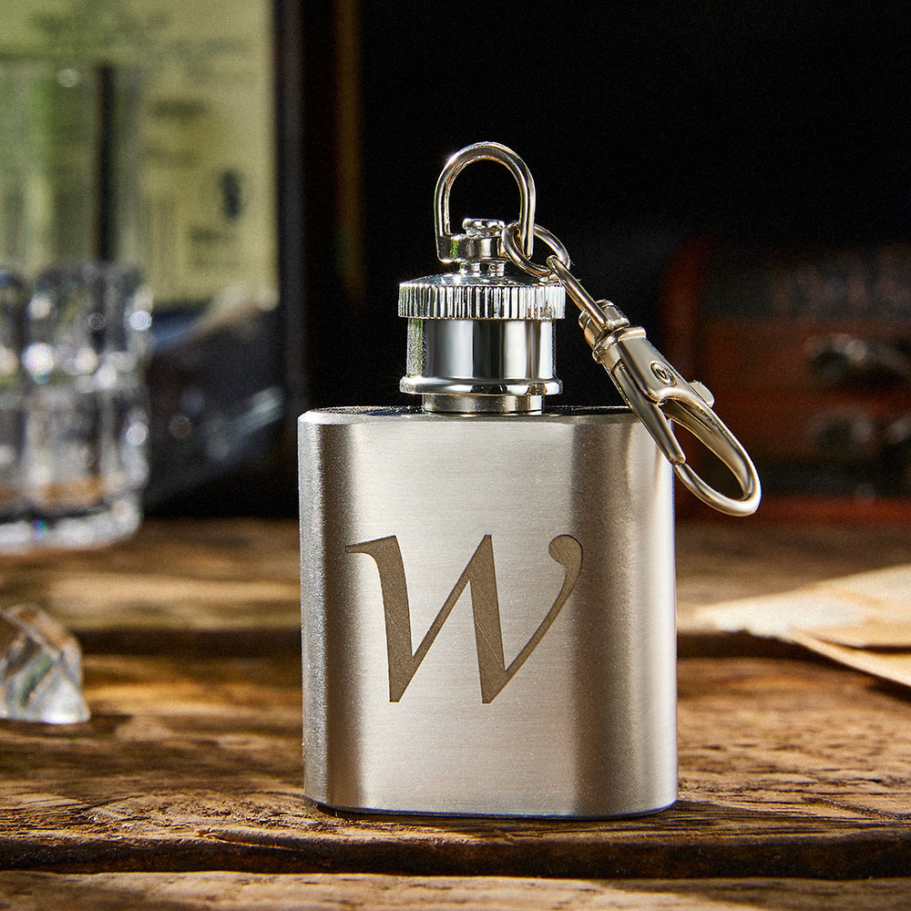 Personalized Mini Liquor Flask Keychain Custom Engraved Rectangle Hip