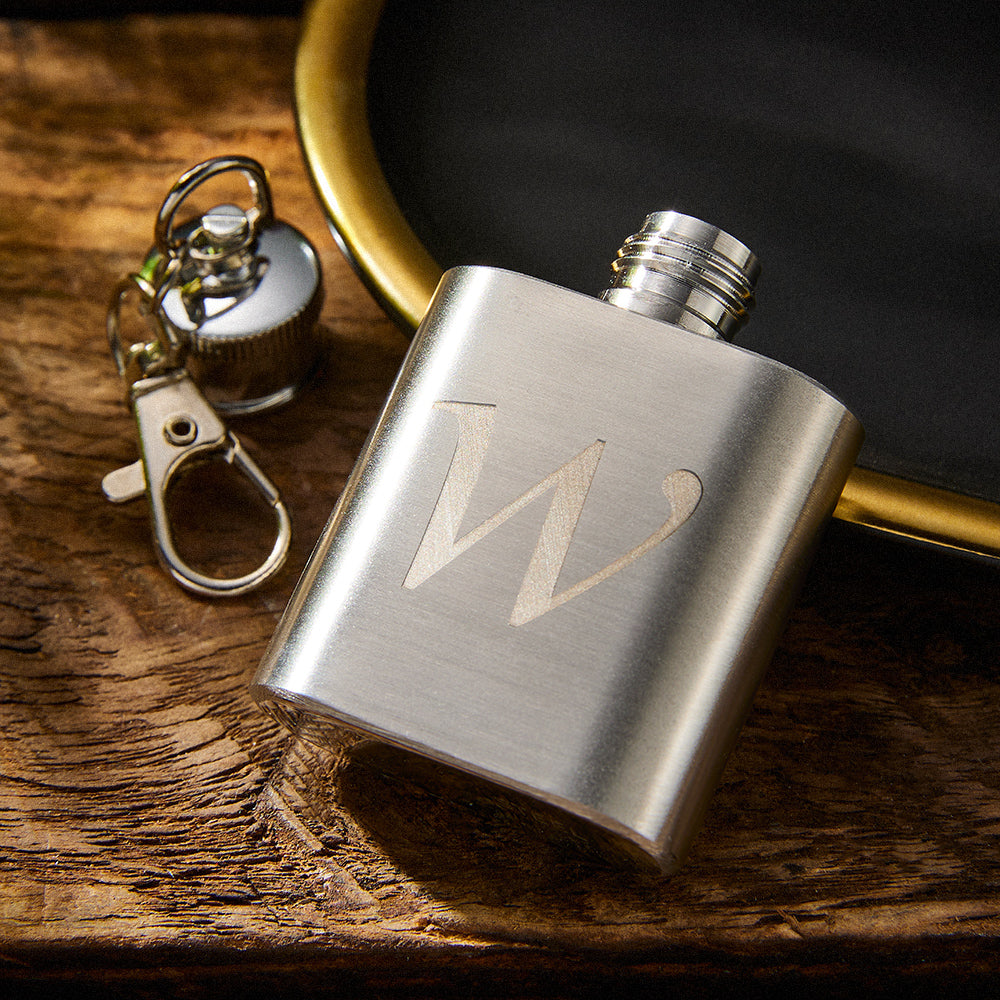 Personalized Mini Liquor Flask Keychain Custom Engraved Rectangle Hip