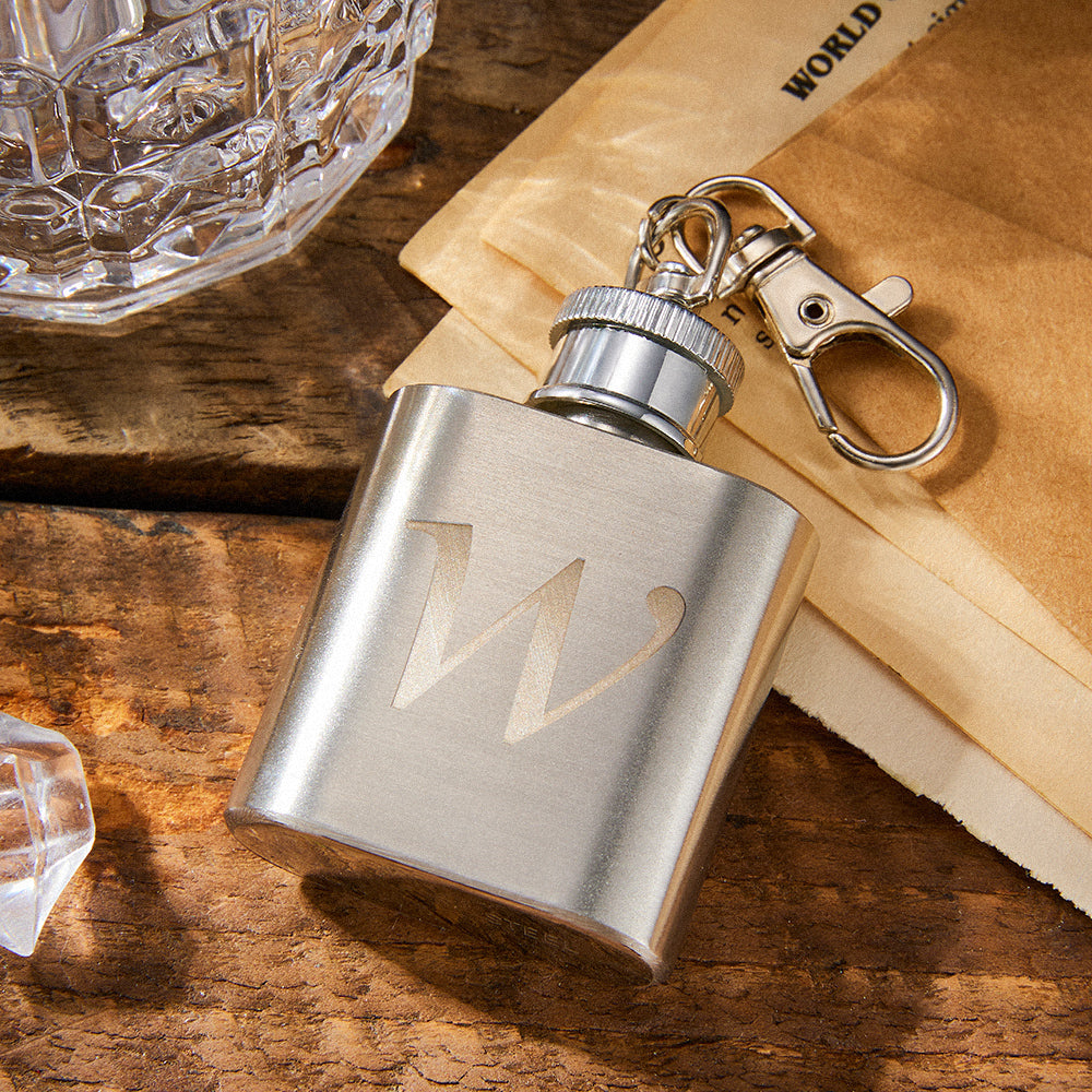 Personalized Mini Liquor Flask Keychain Custom Engraved Rectangle Hip