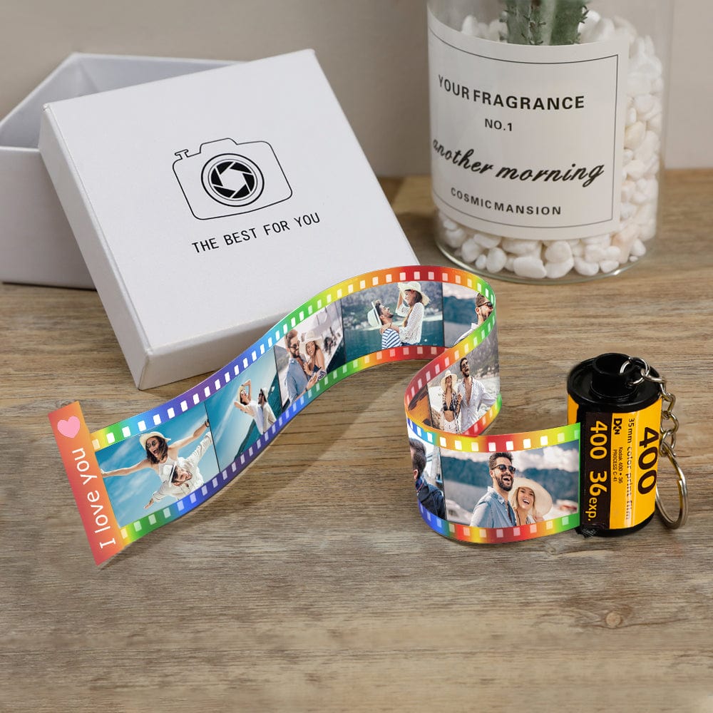Custom Colorful Camera Roll Keychain Personalized Multiphoto Film