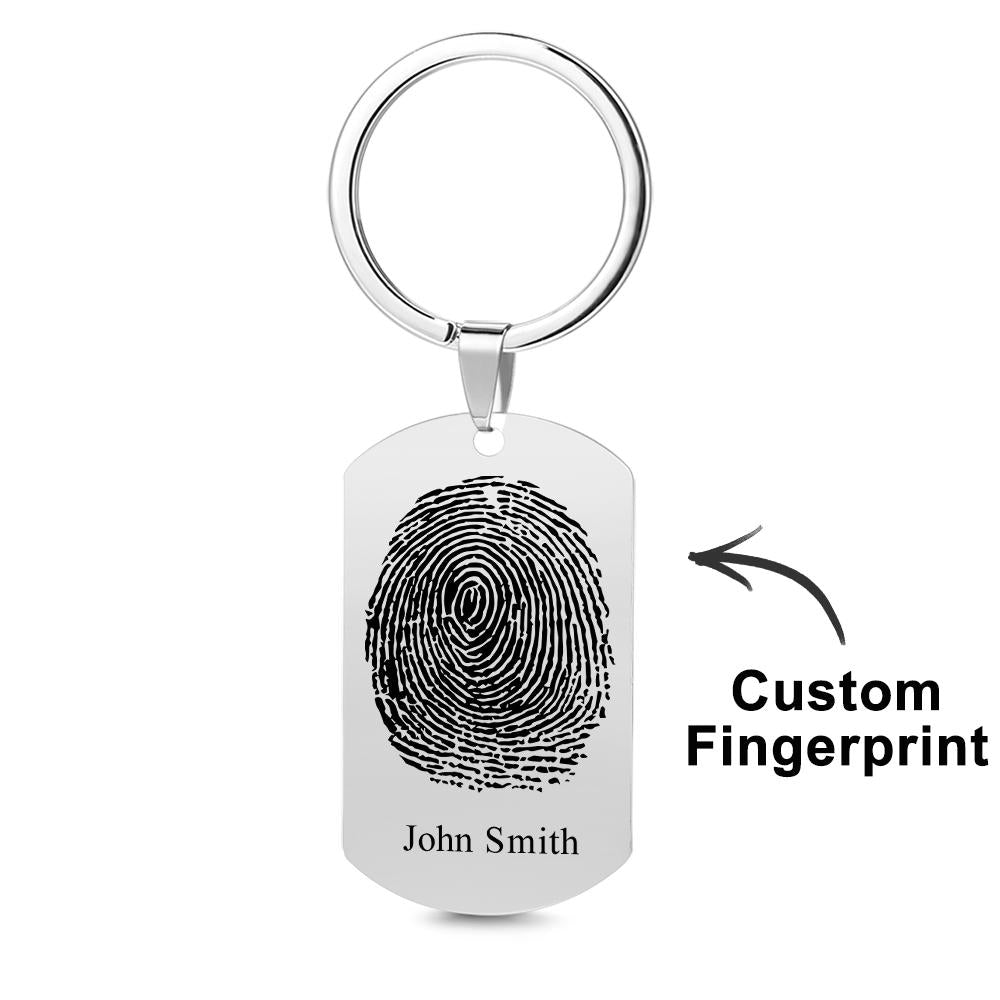 Custom Photo Keychain fingerprint Keychain Engraved Keychain Gift For