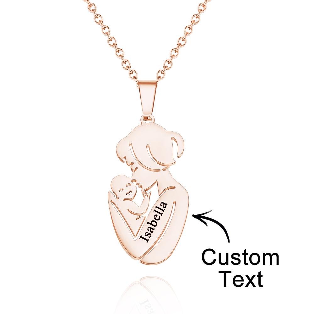 Custom Engraved Mother Baby Necklace Personalized Family Jewelry Gifts