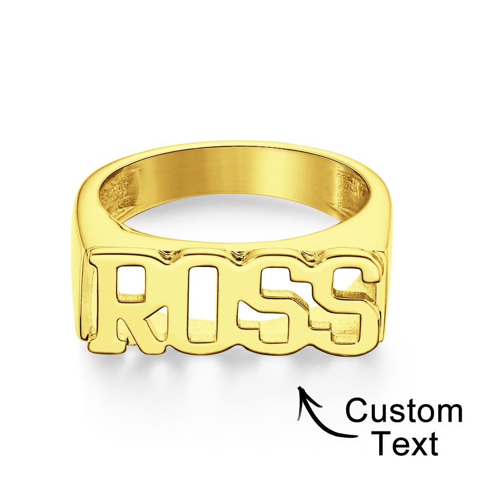 Custom Name Ring, Personalized Block Name Ring, Name Ring, Engraved