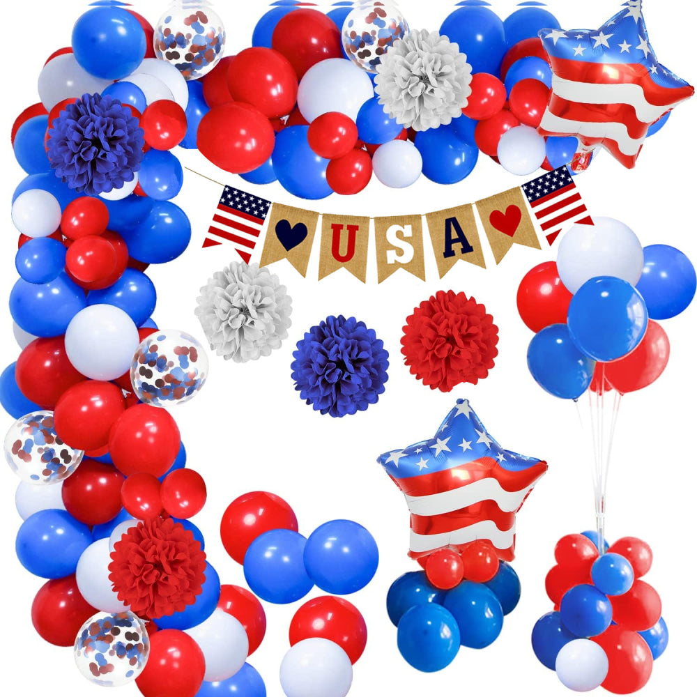 4th of July Balloons Kits Patriotic Independence Day Balloons Party ...