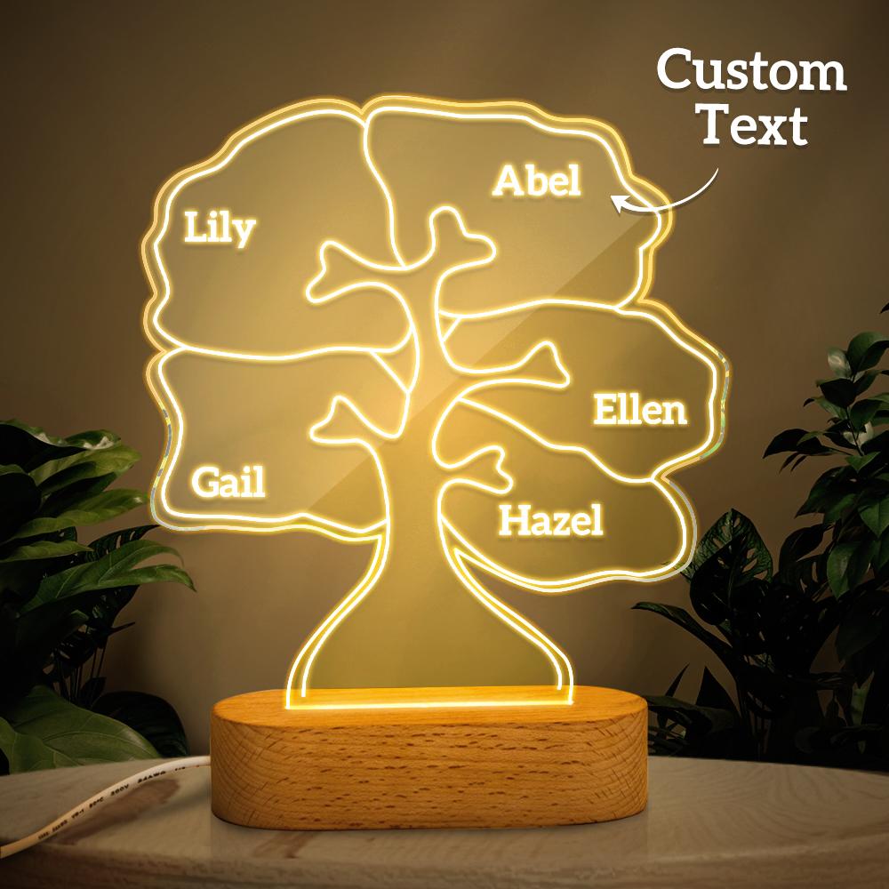 Personalized can be customized with multiple names night light family