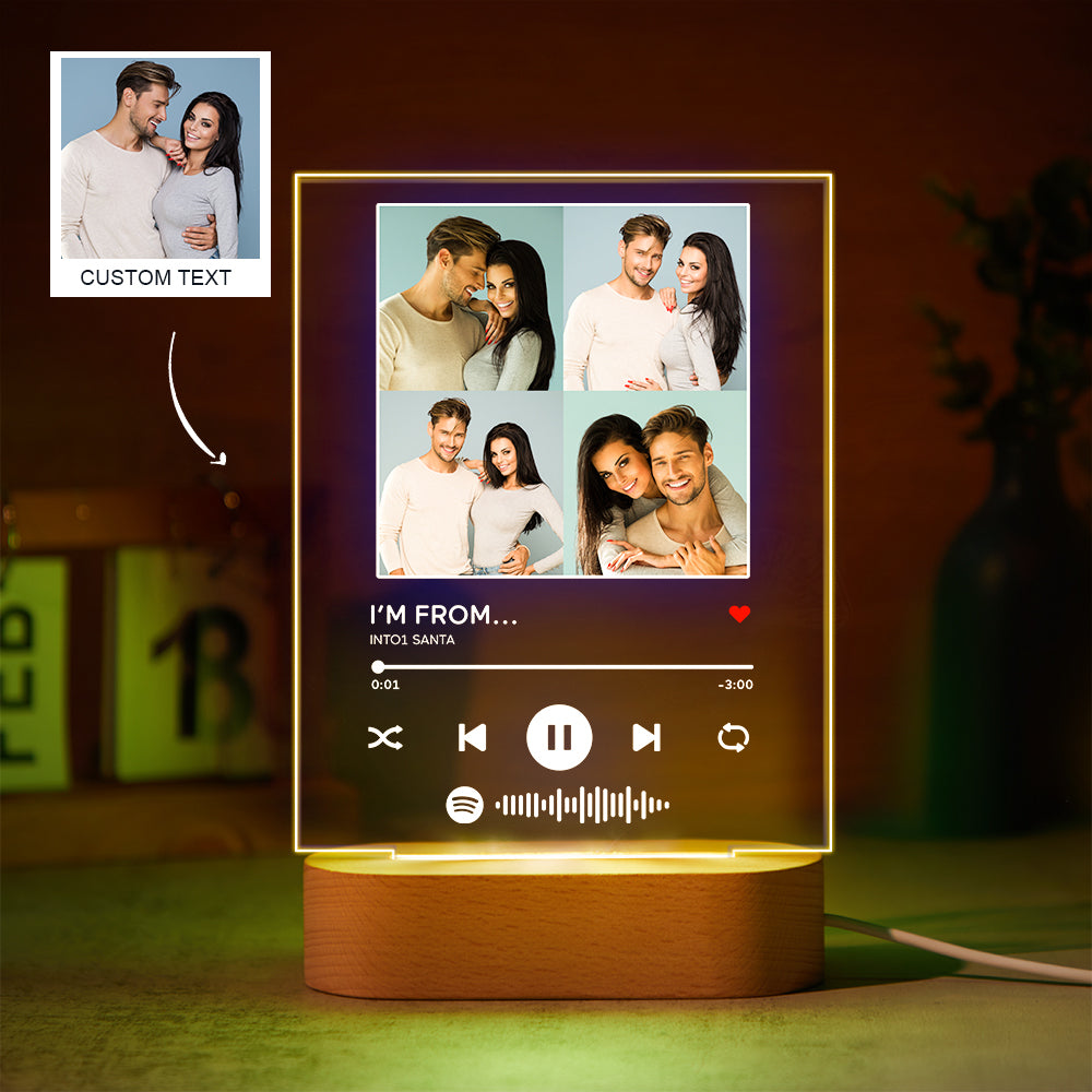 Custom Photos Scannable Spotify Code Lamp Acrylic Colorful Night Light ...