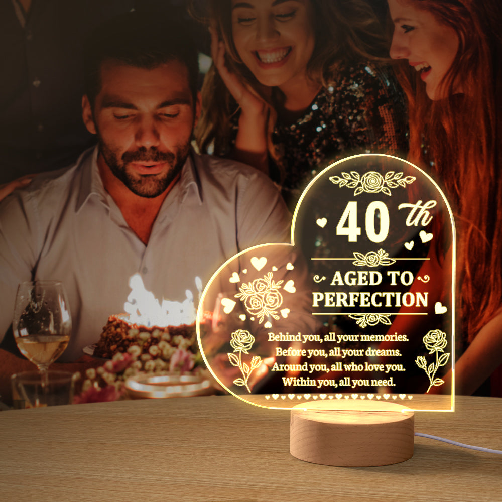 Personalised Birthday Night Light Heart Shaped Acrylic Lamp Gifts for