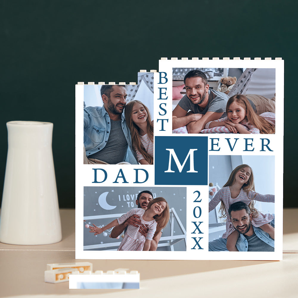 Custom Building Block Puzzle Square Photo Brick Best Daddy Ever White ...